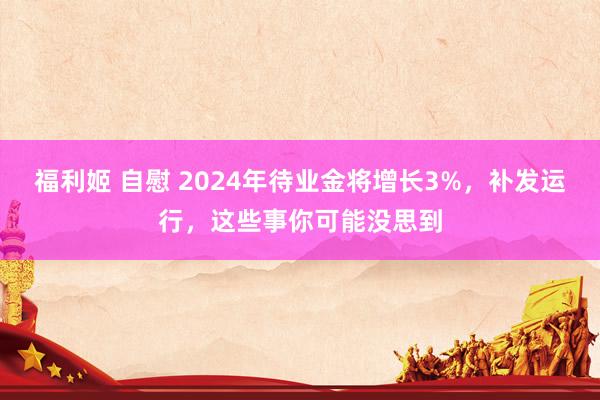 福利姬 自慰 2024年待业金将增长3%，补发运行，这些事你可能没思到