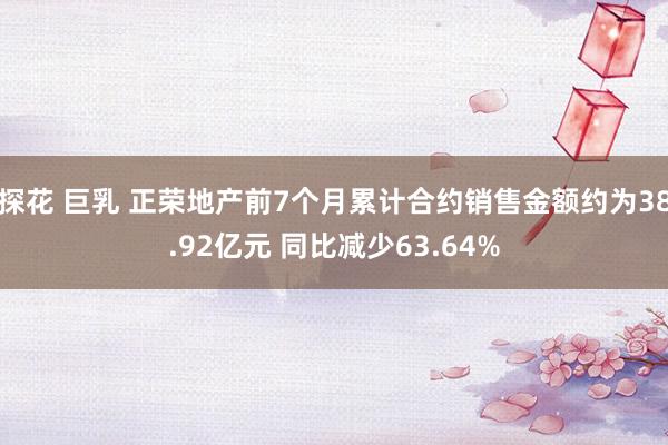 探花 巨乳 正荣地产前7个月累计合约销售金额约为38.92亿元 同比减少63.64%