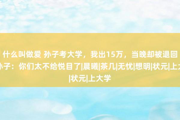 什么叫做爱 孙子考大学，我出15万，当晚却被退回，孙子：你们太不给悦目了|晨曦|茶几|无忧|想明|状元|上大学